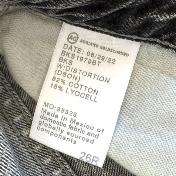 AG Mari High-Rise Slim Straight Jeans 26 Distortion Black Y2K Grunge 90s Denim - Picture 6 of 10